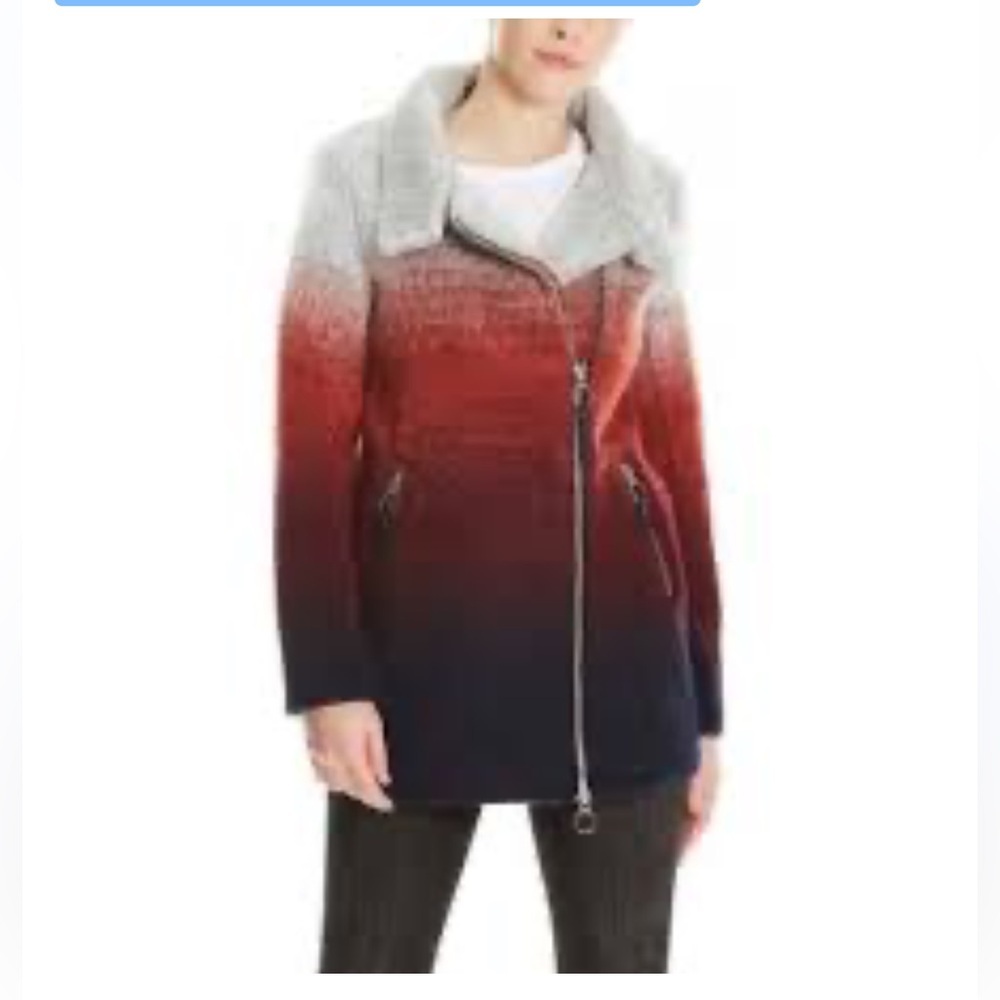 Bench Coat -textured-red,gray  ombré -Gently Used Sz Small​​​​​​ - Picture 6 of 15